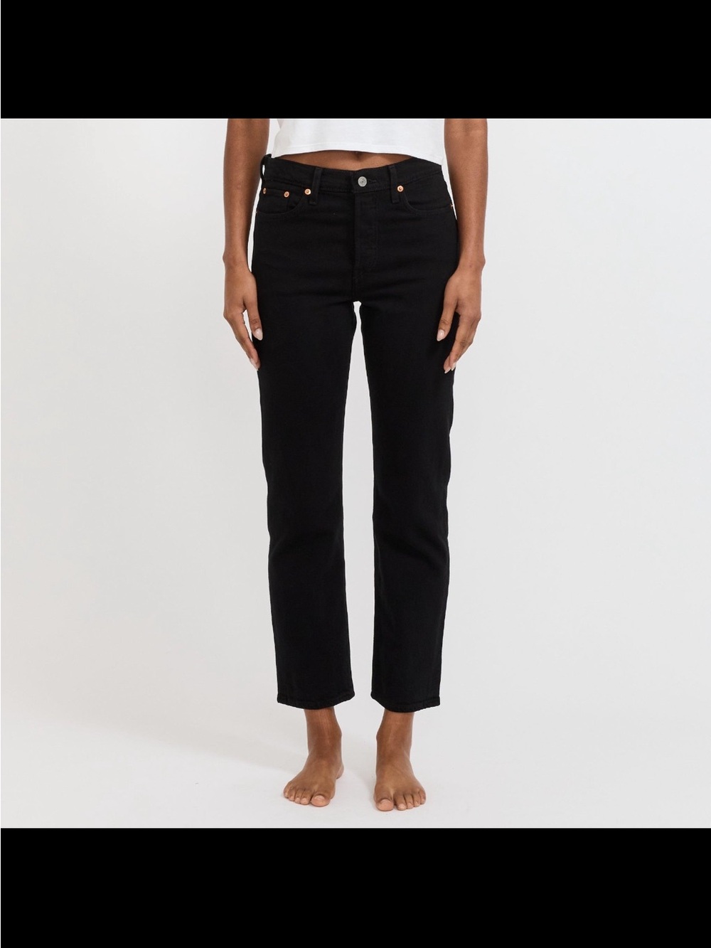 Levi’s Premium Wedgie Straight Jeans Black High Rise Button Fly Size 25